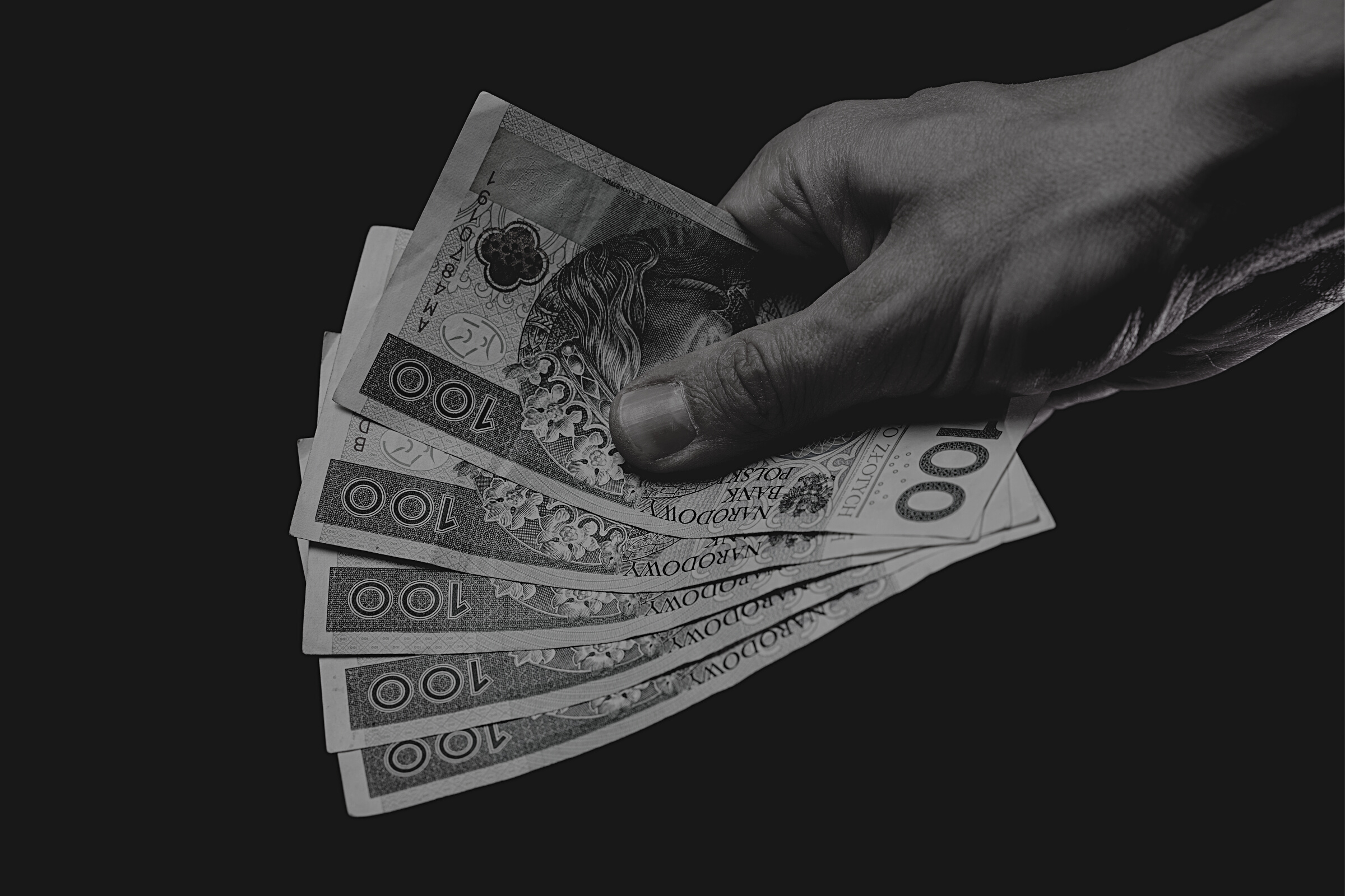 Polish Zloty banknotes (PLN) closeup.